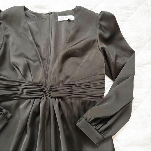 IEENA FOR MAC DUGGAL Evening Ruched Plunging Neck Jumpsuit Black 12 NWOT NEW - Picture 2 of 10